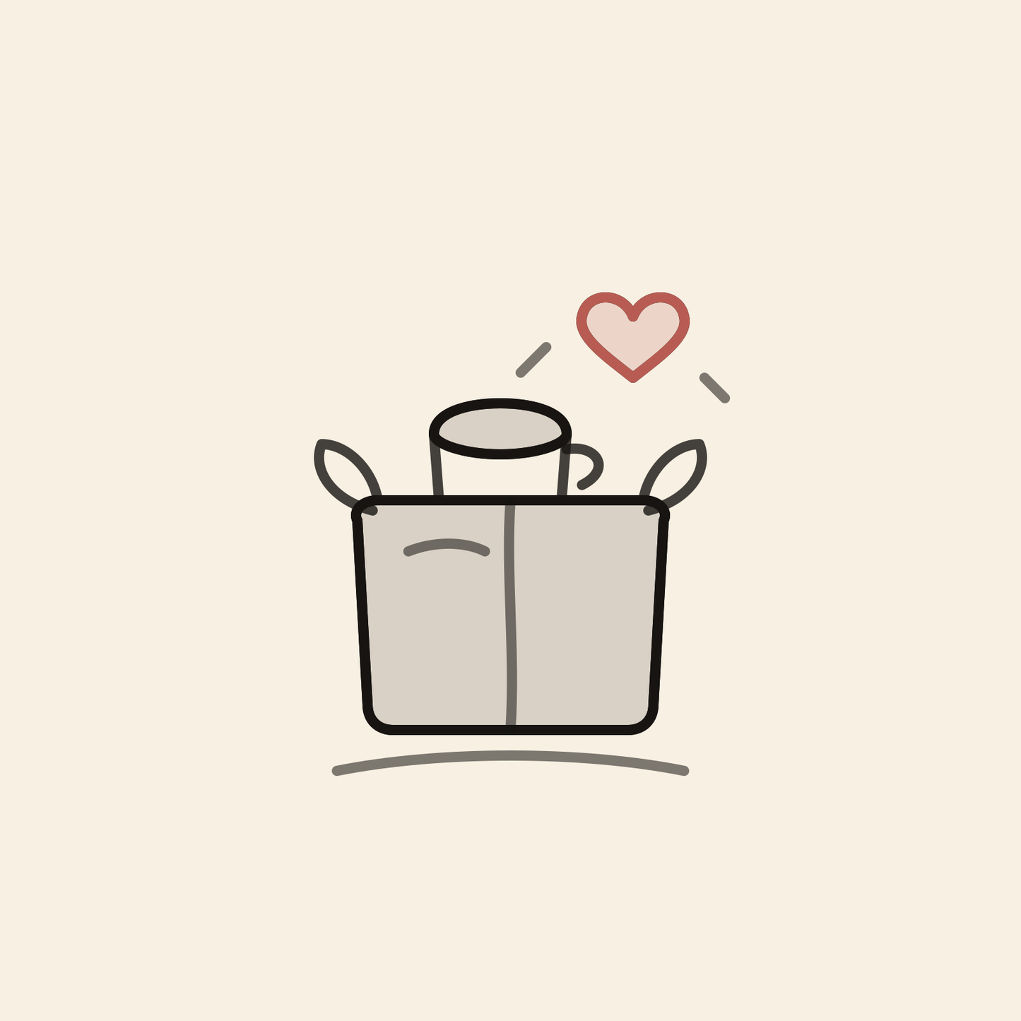 Ship My Pieces Home - hand-drawn icon of fired pottery packed with care in a shipping box